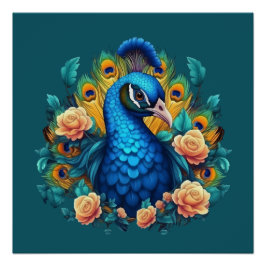 Póster Pavo con rosas de melocotón