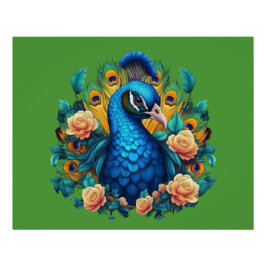 Póster Pavo con rosas melocotón