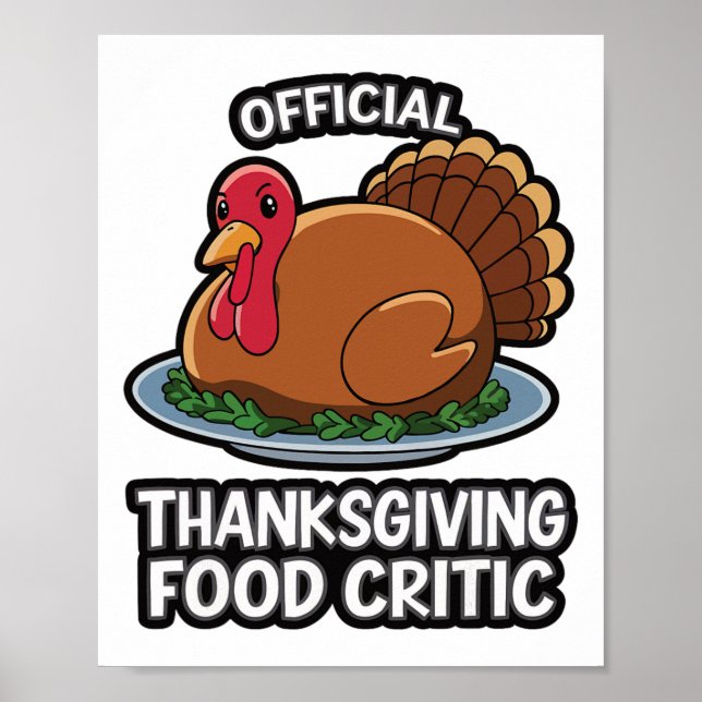 Póster Pavo de Acción de Gracias Comida oficial de Acción (Frente)