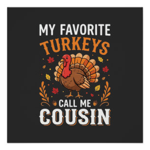 Póster Pavo de Acción de Gracias de la familia del primo