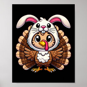 Póster Pavo de Acción de Gracias disfrazado de conejo div