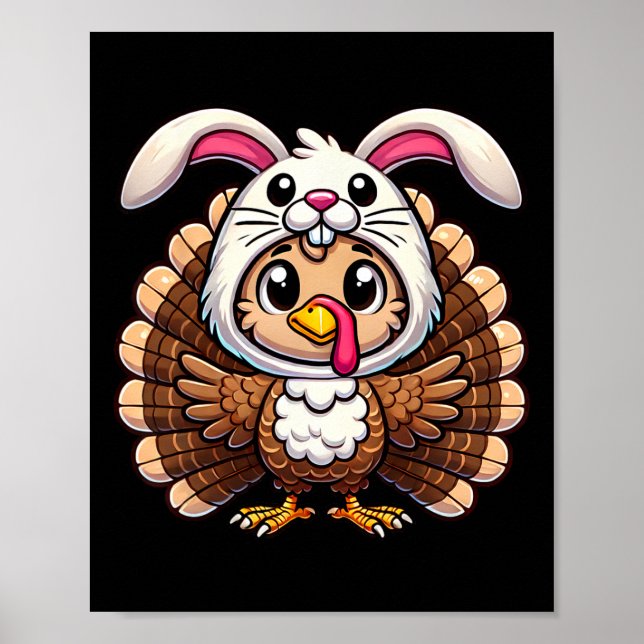 Póster Pavo de Acción de Gracias disfrazado de conejo div (Frente)
