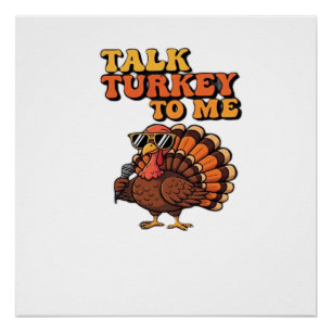 Póster Pavo de Acción de Gracias Divertido Retro 70s Hab