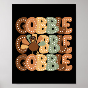 Póster Pavo de Acción de Gracias Gobble Familia Combinaci