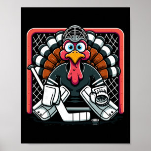 Póster Pavo de Acción de Gracias Portero de Hockey sobre