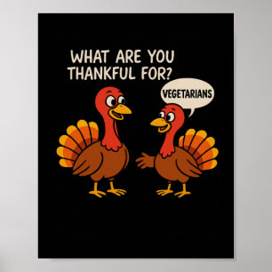 Póster Pavo de Acción de Gracias vegetariano divertido ch