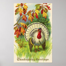 Póster Pavo de Acción de Gracias Vintage