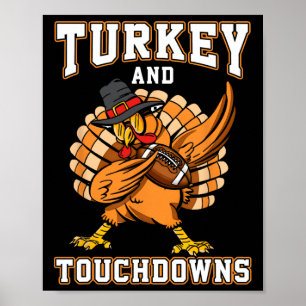 Póster Pavo De Acción De Gracias Y Touchdowns Footbyll Ho