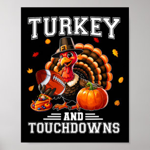 Póster Pavo de Acción de Gracias y touchdowns Footbyll Ho