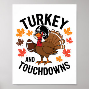 Póster Pavo de Acción de Gracias y touchdowns jugador de 
