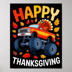 Póster Pavo de camión monstruo divertido Feliz día de acc