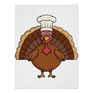Póster Pavo de dibujos animados de chef Día de Acción de