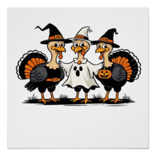 Póster Pavo de Halloween Boo, Pavo de Acción de Gracias, 