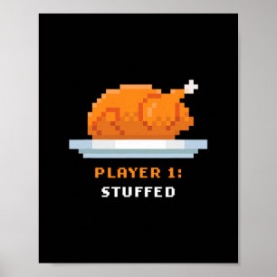 Póster Pavo de juego pixelado de arcade retro - Jugador 1