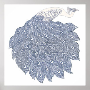 Póster Pavo de pavo real abstracto de época