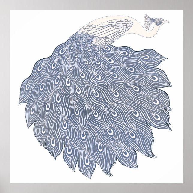 Póster Pavo de pavo real abstracto de época (Frente)