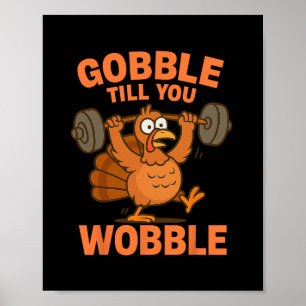 Póster Pavo divertido de Acción de Gracias Gimnasio Grazn