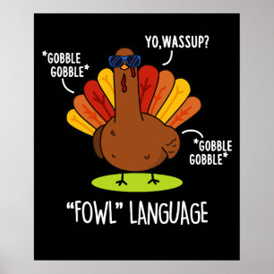 Póster Pavo Divertido Lenguaje Soez Chiste Fondo Oscuro