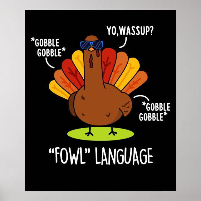 Póster Pavo Divertido Lenguaje Soez Chiste Fondo Oscuro (Frente)