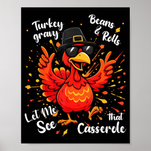 Póster Pavo Divertido Salsa Frijoles Y Panecillos Cerole