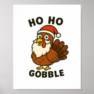 Póster Pavo Divertido Santa Navidad Día de Acción de Grac