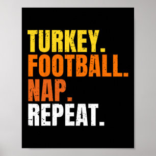Póster Pavo Fútbol Descanso Repetir Calabaza Feliz Día de