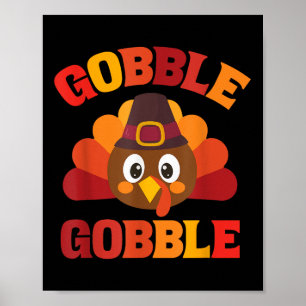 Póster Pavo Glotone Día de Acción de Gracias Feliz Otoño