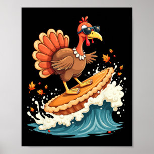 Póster Pavo hawaiano genial surfista tarta de calabaza de
