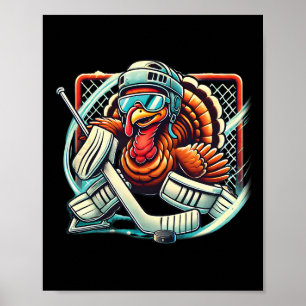 Póster Pavo jugando hockey sobre hielo portero Día de Acc