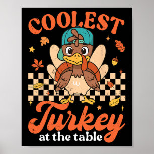 Póster Pavo Más Genial De Acción De Gracias En La Mesa Ni