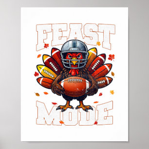 Póster Pavo Modo Fiesta Vintage Otoño Footll Día de Acció