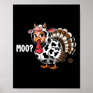 Póster Pavo Moo Divertido Día de Acción de Gracias Niños