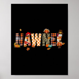 Póster Pavo Nawnee Retro Otoño Leopardo Día de Acción de