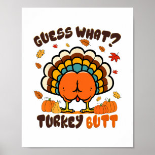 Póster Pavo Pollo Divertido Día de Acción de Gracias Adiv