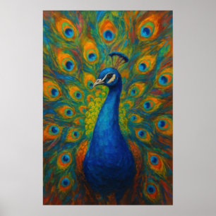 Póster Pavo real acuarela 