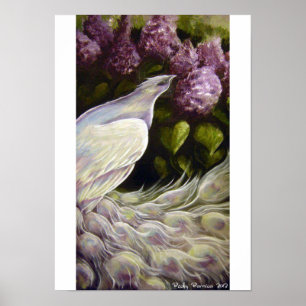 Póster Pavo real en el poster de las lilas