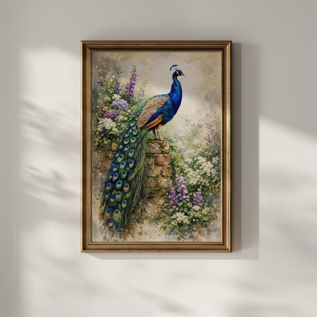 Póster Pavo real en jardín floral (Subido por el creador)