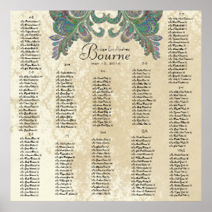 Póster Pavo Real Paisley- Utilice tamaño de 35 x 35 (200