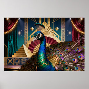 Póster Pavo Real Regio en Grandeza Dorada: Un Majestuoso