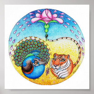 Póster Pavo real y tigre de la "confianza"