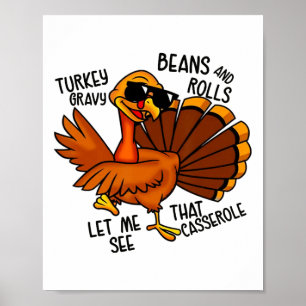 Póster Pavo Salsa Frijoles Y Panecillos Cerole Divertido 