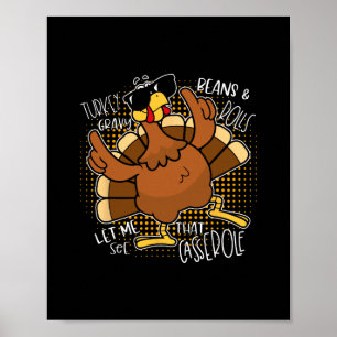 Póster Pavo Salsa Frijoles Y Panecillos Cerole Divertido