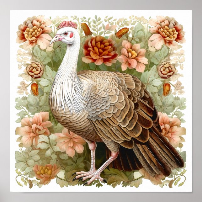 Póster Pavo salvaje en la pintura de prados (Frente)
