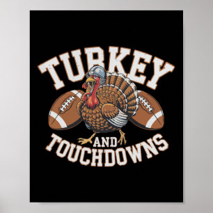 Póster Pavo y touchdowns Acción de Gracias Fútbol America