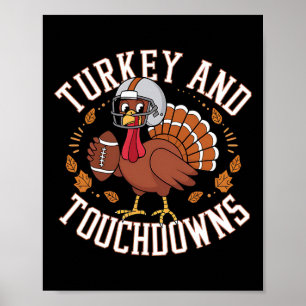 Póster Pavo y touchdowns divertido fútbol de Acción de Gr
