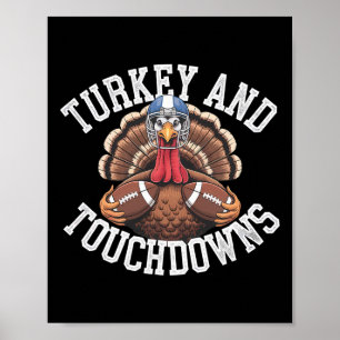 Póster Pavo y touchdowns divertido fútbol Día de Acción d