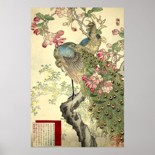 Póster Pavos & Manzano Vintage Japonés
