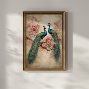 Póster Pavos reales en flor