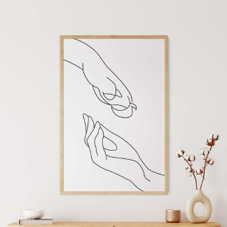 Póster Paw and Hand Line Art Poster