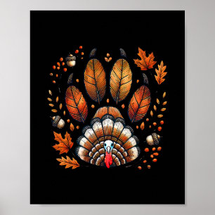 Póster Paw de perro de pavo estampado de otoño Día de Acc